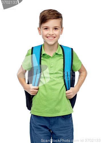 Image of happy student boy with school bag