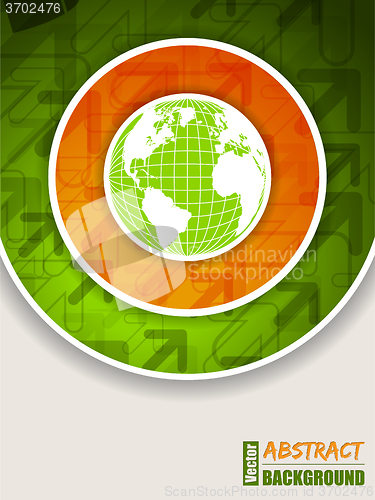 Image of Orange green brochure with globe