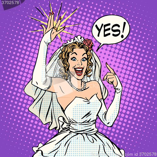 Image of Happy bride with a wedding ring