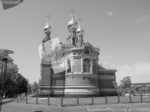 Image of Black and white Russian Chapel in Darmstadt