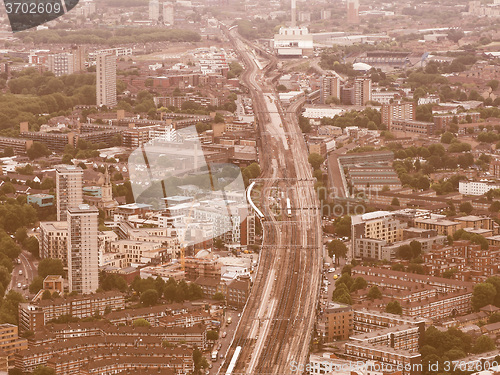 Image of Retro looking Aerial view of London