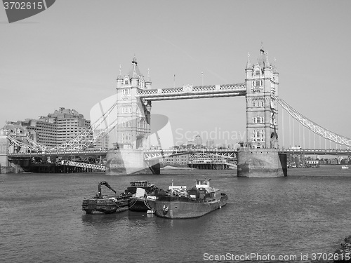 Image of Black and white Tower Bridge in London