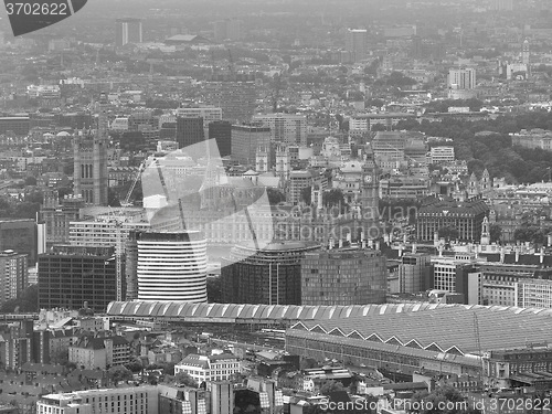 Image of Black and white Aerial view of London