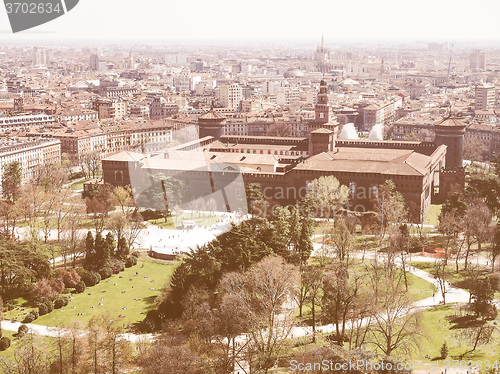 Image of Retro looking Milan aerial view