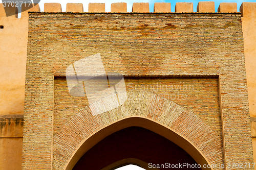 Image of old door in morocco   ancien and wall ornate blue