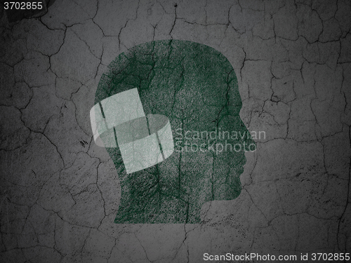 Image of Data concept: Head on grunge wall background