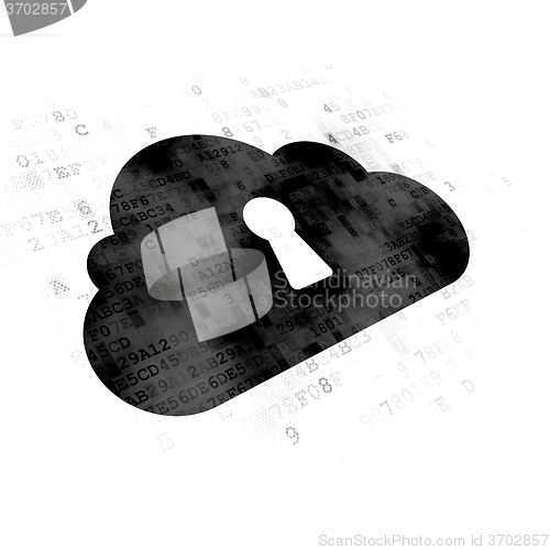 Image of Cloud computing concept: Cloud With Keyhole on Digital background