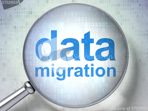 Image of Information concept: Data Migration with optical glass