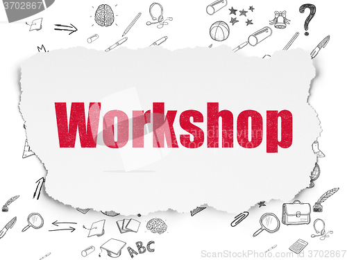 Image of Studying concept: Workshop on Torn Paper background
