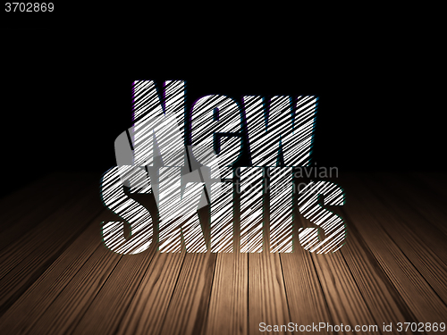 Image of Education concept: New Skills in grunge dark room
