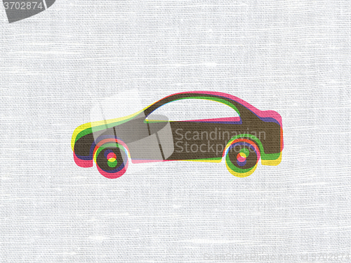 Image of Vacation concept: Car on fabric texture background