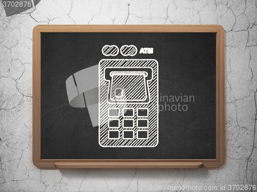 Image of Banking concept: ATM Machine on chalkboard background