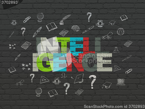 Image of Education concept: Intelligence on wall background