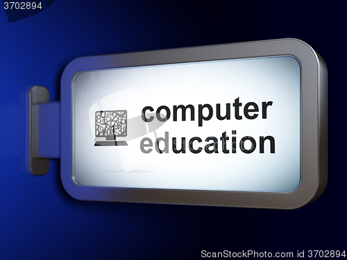 Image of Learning concept: Computer Education and Computer Pc on billboard background