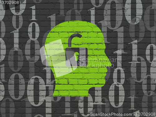 Image of Business concept: Head With Padlock on wall background