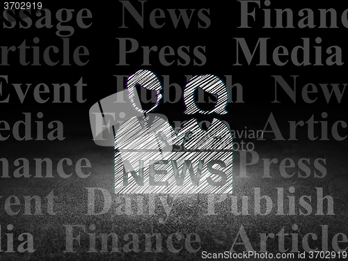 Image of News concept: Anchorman in grunge dark room