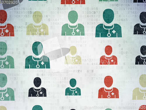Image of Healthcare concept: Doctor icons on Digital Paper background