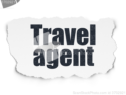 Image of Tourism concept: Travel Agent on Torn Paper background