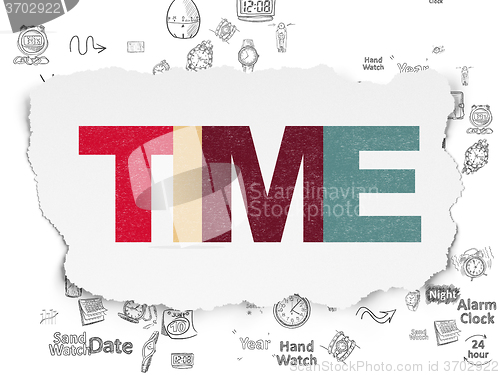 Image of Time concept: Time on Torn Paper background