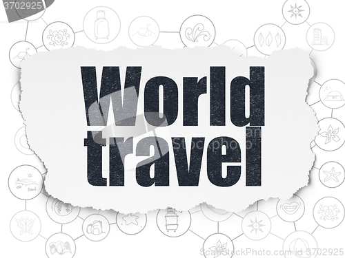 Image of Travel concept: World Travel on Torn Paper background