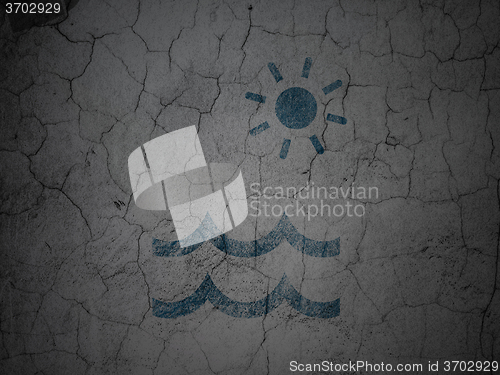 Image of Travel concept: Beach on grunge wall background
