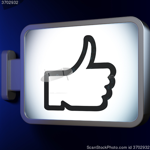 Image of Social media concept: Thumb Up on billboard background