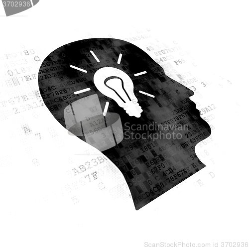 Image of Finance concept: Head With Light Bulb on Digital background