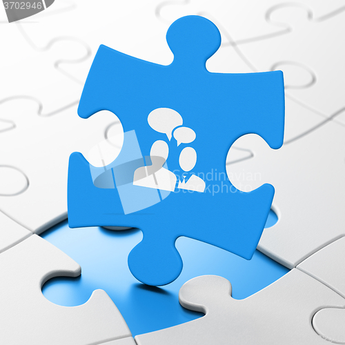 Image of Business concept: Business Meeting on puzzle background