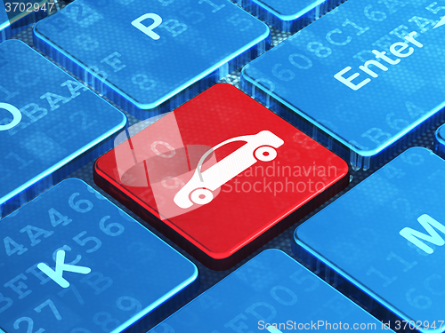 Image of Vacation concept: Car on computer keyboard background