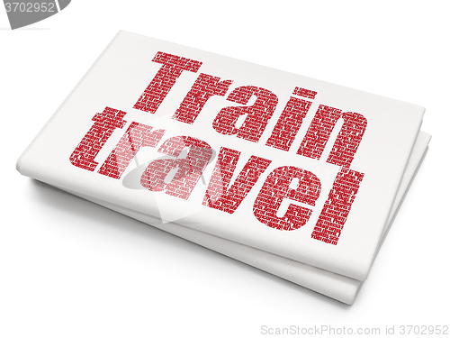 Image of Vacation concept: Train Travel on Blank Newspaper background