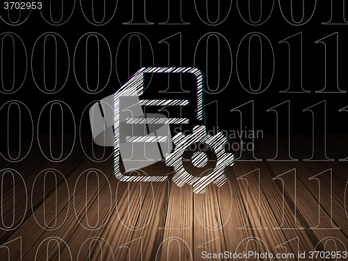 Image of Database concept: Gear in grunge dark room
