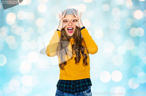 Image of happy young woman or teen girl having fun