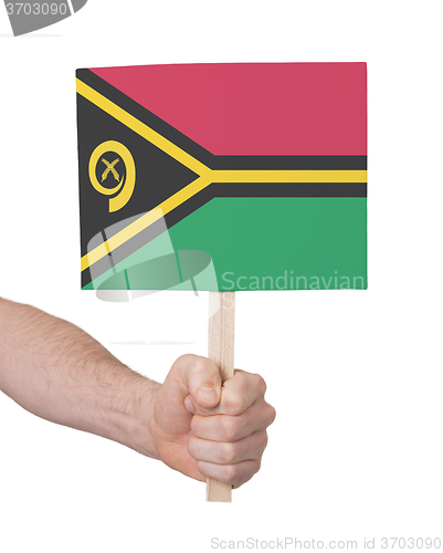 Image of Hand holding small card - Flag of Vanuatu