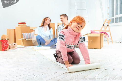 Image of The happy family  at repair and relocation