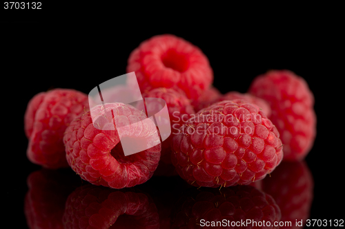 Image of Raspberries with leaves