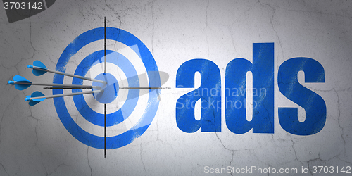 Image of Marketing concept: target and Ads on wall background