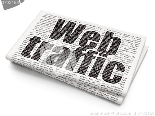 Image of Web design concept: Web Traffic on Newspaper background
