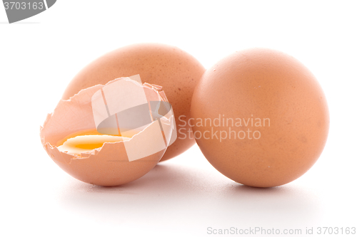 Image of Raw eggs isolated on white