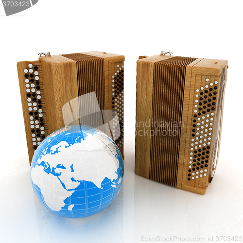 Image of Musical instruments - retro bayans and Earth