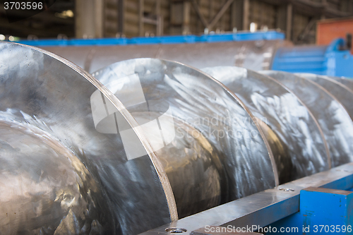 Image of Industrial twin screw press, close-up