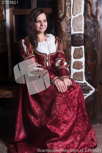 Image of Portrait of the elegant woman in medieval era dress