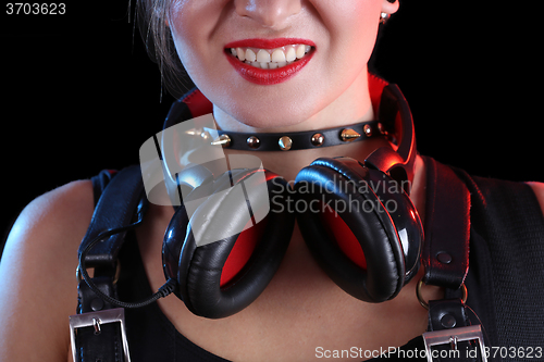 Image of Expressive girl in headphones