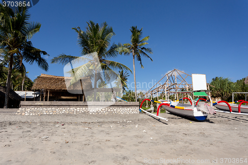 Image of Catamaran on famous sandy Nusa Penida Crystal beach