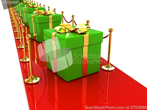 Image of Beautiful Christmas gifts on New Year\'s path to the success