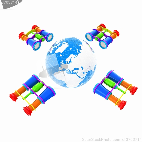 Image of binoculars around earth