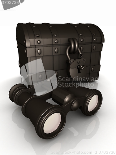 Image of binoculars and chest