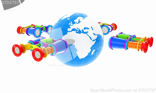 Image of binoculars around earth