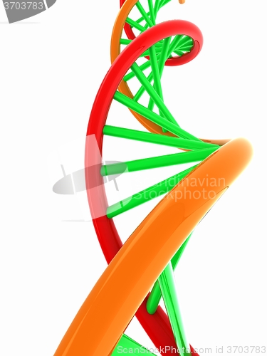 Image of DNA structure model on white