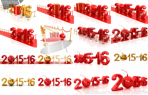 Image of Set of Happy new 2016 year on New Year\'s path to the success