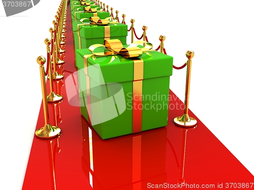 Image of Beautiful Christmas gifts on New Year\'s path to the success